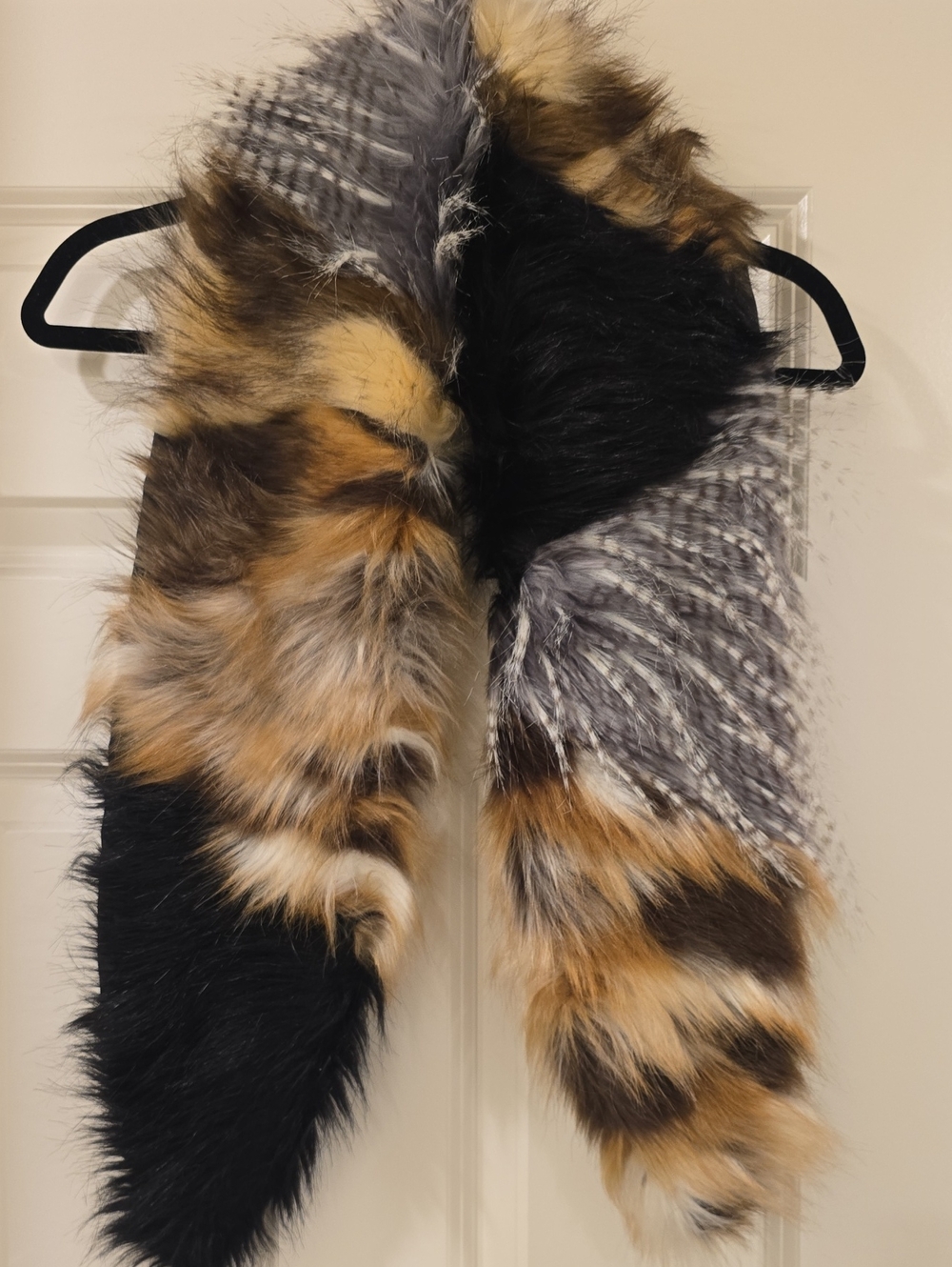 Michael Stars Multi-Tone Faux Fur Scarf in Black, Brown & Gray